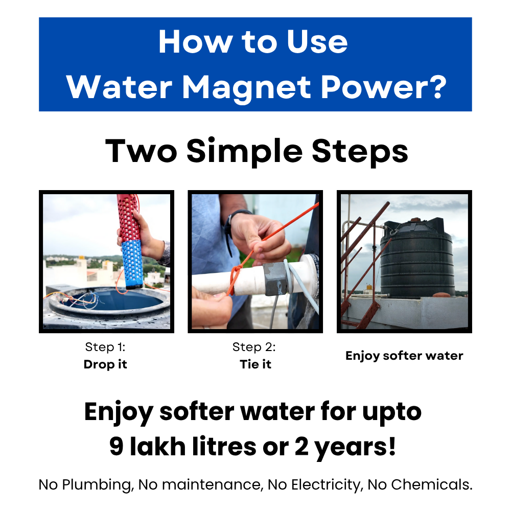 Water Magnet Power – Natural Hard water to softer water conditioner for Overhead Tanks | 100% Chemical-Free, Organic, Maintenance-Free | Works up to 9 Lakh Litres / 2 Years